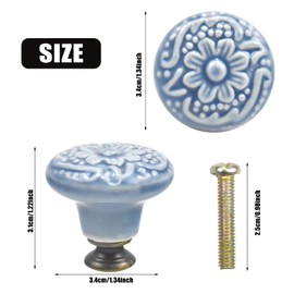 AvoDovA 10 x Vintage Ceramic Door Drawer Handles, 34 mm Round Drawer Knobs, Furniture Knobs, Door Knobs, Furniture Handles for Cupboards, Cupboards, Kitchen, Children's Room (B)