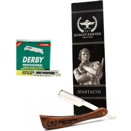 Roman Empire Shaving Spartacus Razor | Professional Men's Razor for Beard, Moustache and Contours with 100 Blades Derby Professional