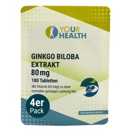 GINKGO BILOBA EXTRAKT (EP10.0) 80 mg mit Viatmin B5-720 Kapseln (4er Pack)