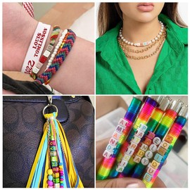 FASHEWELRY 48G 6x6mm Colorful Acrylic Letter Beads Gold Alphabet Letter A-Z Cube Beads Square Letters Spacer Beads for Jewelry Making DIY Friendship Bracelets Necklaces Earrings Key Chains