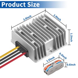 Almirantra 36V/48V to 12V Step Down Voltage Converter, 12V 20A DC Voltage Reducer Transformer with Two 30A Wire Terminals, 240W Inverter Automatic Buck Converter Regulator for Golf Cart DIY RC Car