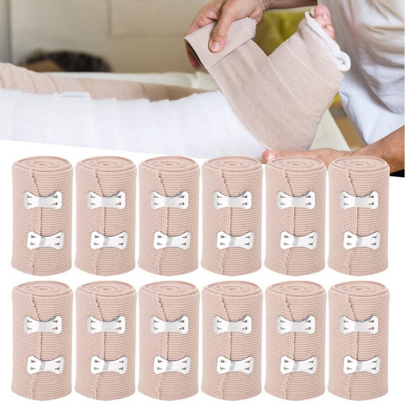 12pcs 7.5cm x 4.5m Elastic Bandage Wound Dressing Comfortable Emergency