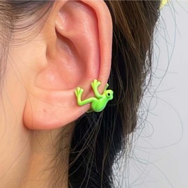 Iaceble Punk Frog Ear Cuff Earring Green Wrap Earrings Funny Frog Non Pierced Earring Cute Enamel Frog Cartilage Cuff Earring Animal Cuff Clip Earring Jewelry for Women