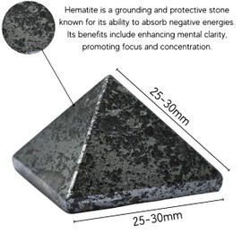 Hematite Pyramid Crystal Healing Stones - 1" Great Pyramid Figurine of Natural Stone Pyramid for Meditation, Reiki, Chakra Balancing and Crystal Pyramids Grid