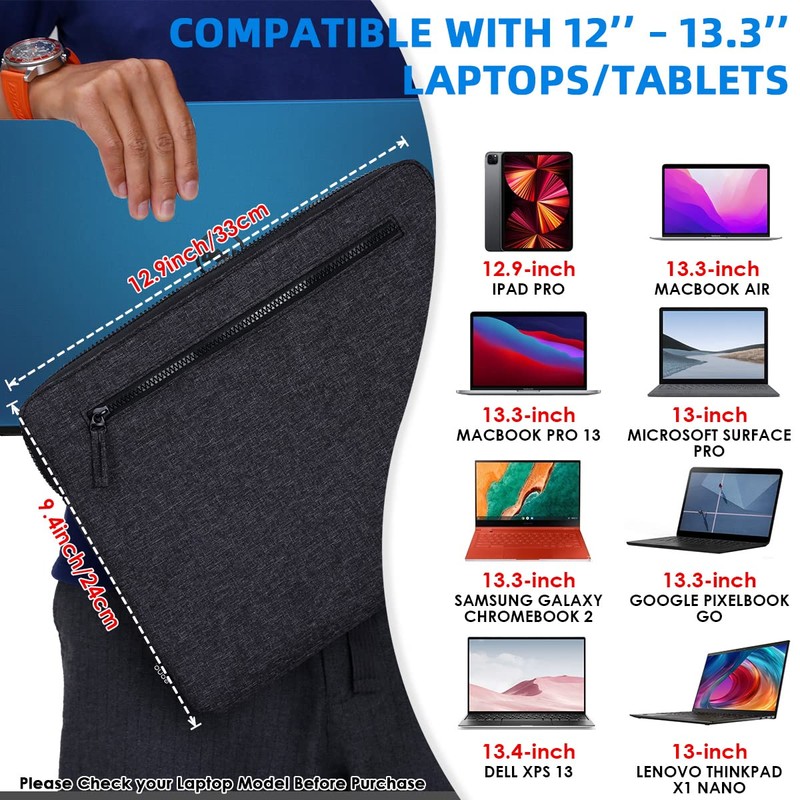 Eono Minimalism Laptop Sleeve with 2 Compartments Padded Notebook Tablet