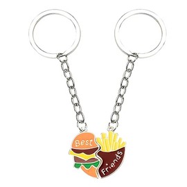 Yaozeio Best Friend Keychains Set of 2 Cute Hamburg Fries Keychains for Women Men Friendship Keychain gifts for Boys Girls Christmas Birthday gifts for Bestie Sisters BFF Burger French Fry Keychain