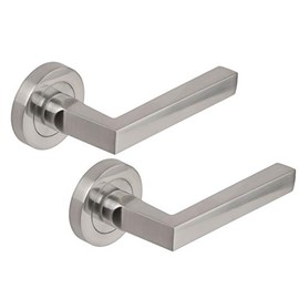 Excel DH3565 Linea Passage Door Handles on Round Rose, Satin Chrome