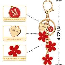 Suweibuke - Llavero con letra inicial con corazón de amor, bonito llavero de regalo para mujeres y niñas, dije para llaves, bolsos, mochilas