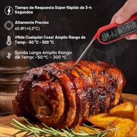 Sendowtek Termómetro Digital Cocina, Termómetro Digital para Carne de Lectura Instantánea con Sonda Plegable, Resistente al Agua, Retroiluminado,