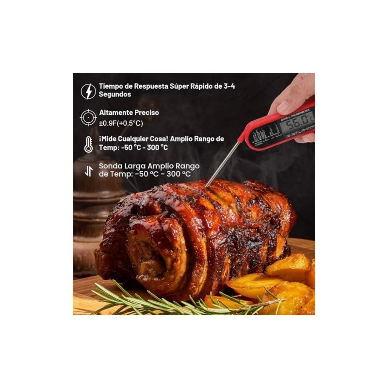 Sendowtek Termómetro Digital Cocina, Termómetro Digital para Carne de Lectura
