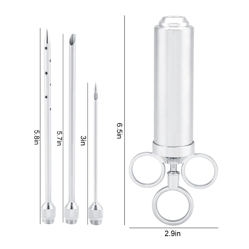 Stainless Steel BBQ Meat Marinade Injector Turkey 3 Seasoning Flavor