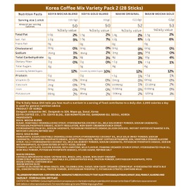 YouMe Yummy Korea Instant Coffee Mix Variety Pack2 (28 Sticks) with 4 different flavors; Maxim Original Coffee Mix, Maxim Mocha Gold, Ediya Gold Blend, Ediya Mocha Blend