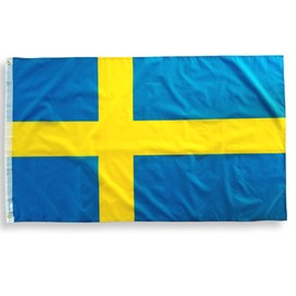 High Supply 3x5 Sweden Flag with Double Stitched Edges, 100% Polyester Fabric, and Two Brass Grommets, Sweden Flag 3x5 Foot, 3x5 Flag of Sweden, Swedish Flag 3x5