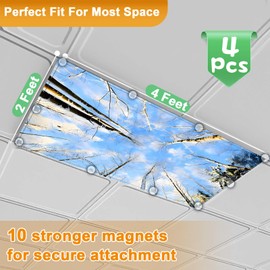 4 fundas de luz fluorescente para luces de techo en el aula, elegantes pantallas fluorescentes, cubiertas de luz de aula magnéticas, modernas cubiertas de luz de techo para oficina, hogar, hospital
