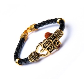 Wonder Care Brass Bracelet for Men | Bahubali Bangle for Boys | Religious Kada Brass | Free Size Bracelet for Christmas | New Year | Valentine's Day Gift, Brass, No Gemstone