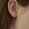 Leang 14K double line one-touch ring earrings pair M /