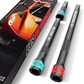 Aiourx 1/4-Inch Drive Impact Extension Bar Set, 3 Pcs Socket Extensions Sets, 2" 4" 6" Length, CR-V Steel, Narrow and Deep Areas in Bicycle, Car, Furniture Repair or Industrial Operations
