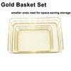 2Pcs Small Gold Wire Mesh Storage Basket Cosmetic Desk Organizer