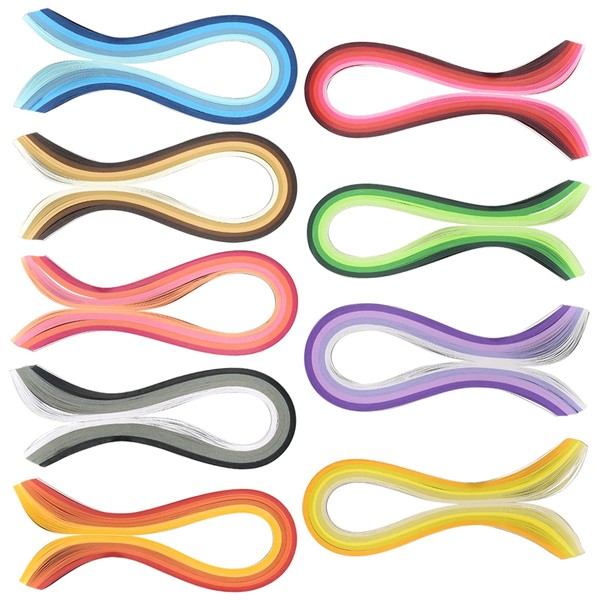 900Pcs Paper Quilling Strips Set, 9 Colors Paper Quilling for Decorating Cards, Gift Bags, Picture Frames and Scrapbooking Width 5mm Length 39cm (0.12in x 15.3in)