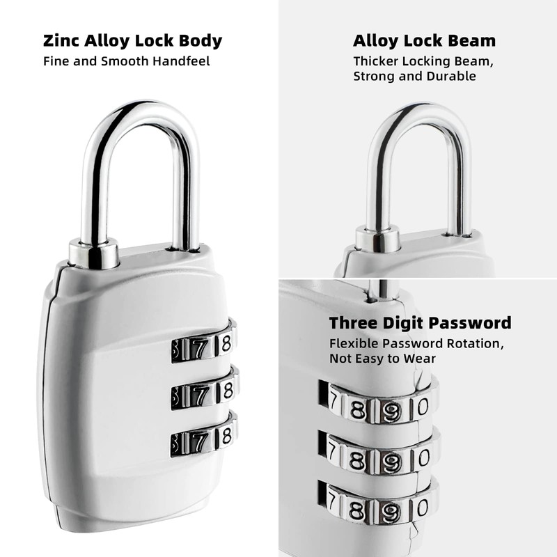 Ysimple Lock with Combination Code, 4 Packs 3 Digit Anti-Rust