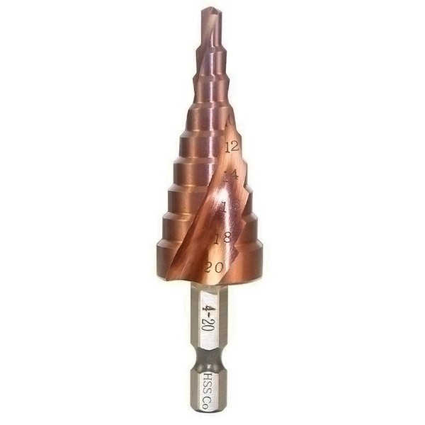 Meichoon Step Drill Bit 4-20mm M35 HSS-Co Spiral Groove Hex Shank, Multi-functional Drilling Tool HSS Cobalt Counterbore Hole Cutter for Wood Stainless Steel Cutting DC1602