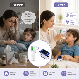 Non-Contact Infrared Forehead Thermometer for Home Use – Fast Digital Temperature Reader with Color Display & Memory