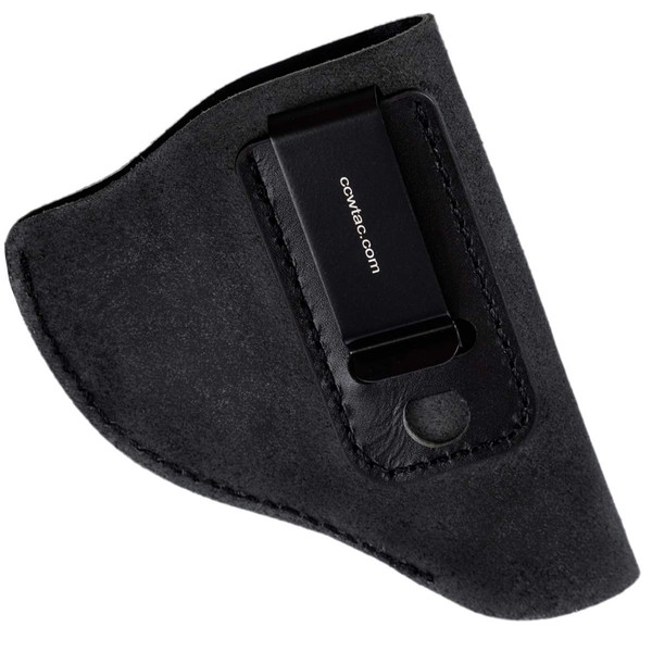 IWB Leather Holster for J Frame Revolvers by CCW Tactical - Made of Genuine Suede for Ultimate Concealed Carry Comfort, RH Draw for Men or Women, Black, Belt Clip on Right Side