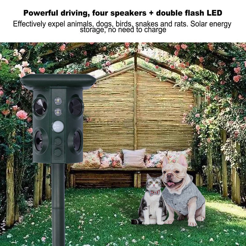 Outdoor Animal Repeller Solar Ultrasonic Power Repellent Pest Cat Dog