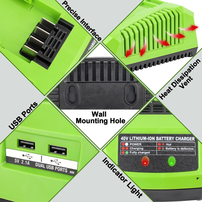 GRVODFRTA 40 Volt Battery Charger Compatible with Greenworks 40V G