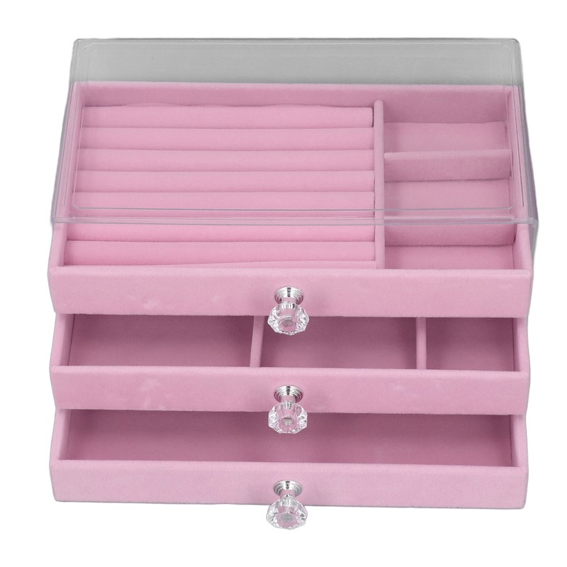 Acrylic Jewelry Organizer 3 Drawers Storage Box Transparent Jewelry Display