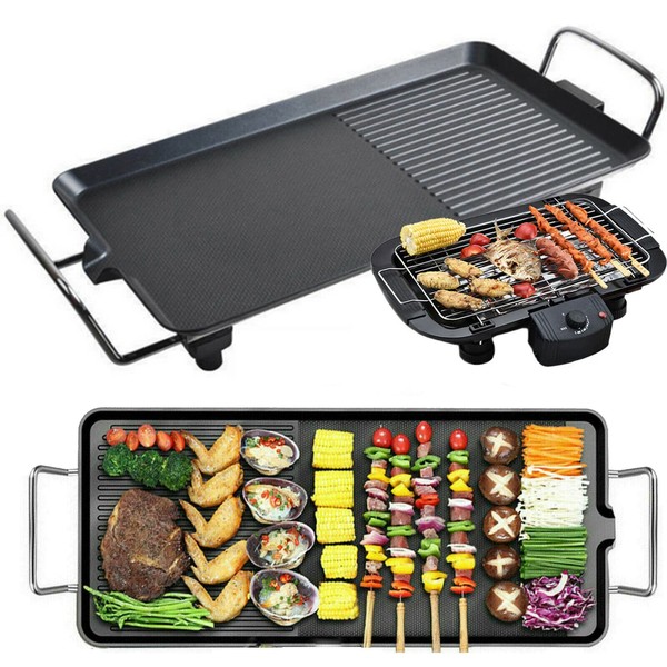 Teppanyaki Grill Electric BBQ Table Top Grill with Adjustable Temperature Control - 1500W Indoor Grill with Oil Drip Tray - Electric Griddle Hot Plate Barbecue Grill - Great for Dinner Parties Cooking