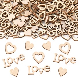 saerryor 300 PCS Wooden Heart Wedding Confetti Table Decoration for Wedding Engagement Birthday Valentine's Day