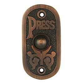A29 Oil Rubbed Bronze Doorbell Button – 3 1/8" x 1 1/2" – Vintage Decorative Style Push Button in Brass with Recess Mount – Wired for Two-Wire Chimes, Weather Resistant, Easy DIY Installation