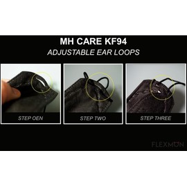 FLEXMON Korea Black Disposable KF94 Face Mask 4-Layer Filter Adjustable Strap (Pack of 30)