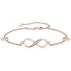 JYTDBCS Sterling Silver Infinity Anklet for Women Girls Anklet with Infinity Symbol Zirconia Endless Love Charm Anklet Bracelet Adjustable Jewelry Gift,Women's Anklets