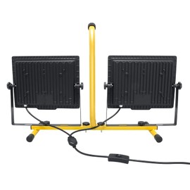 SKYWORLD 2X100W LED Work Light, Dual-Head Rotatable Floodlight, 6000K Cool White, Adjustable Tripod Stand, 16.4ft Cord, IP66, Indoor/Outdoor Lighting