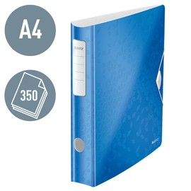 Leitz 180° Active WOW Quality Folder, A4, Slim, Rounded Spine, 6.5 cm Wide, Rubber Band Fastener, Lightweight Polyfoam, Plastic Folder, WOW Series, Blue, 11070036
