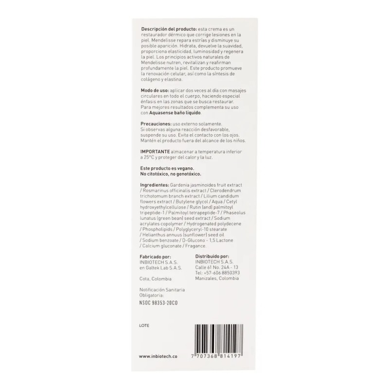 Mendelisse Crema Reparadora 150ml Inbiotech
