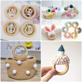 ALINK 50 Pcs Unfinished Natural Wooden Rings Wood Rings for Craft, Ring Pendant, DIY Connectors, Jewelry Making, 5 Size (3cm, 4cm,5cm, 6cm, 7cm)