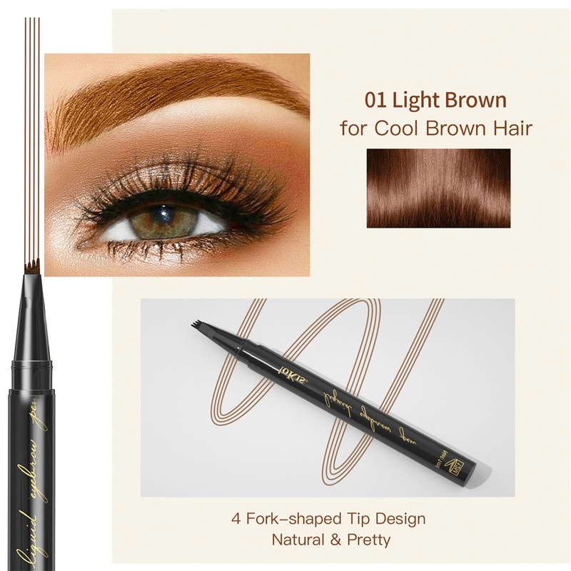 Eyebrow Pencil, Light Brown Waterproof Eye Brow Pen Microblading Smudge-Proof