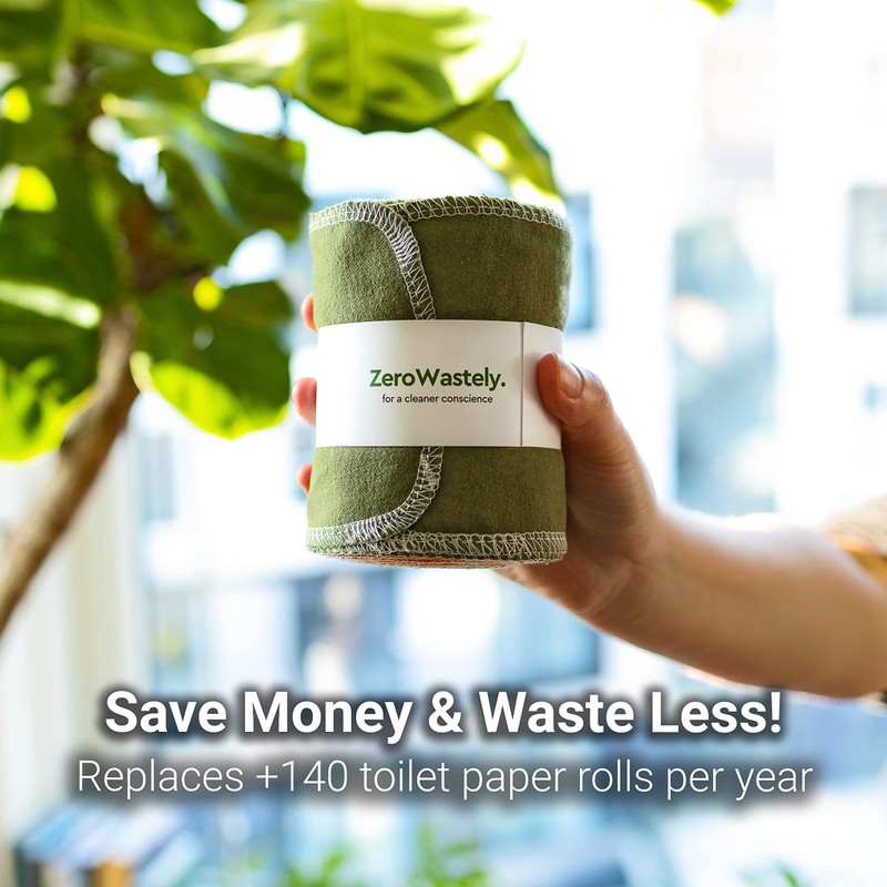 ZeroWastely 24 Reusable Toilet Paper Washable Roll - Bidet Towels