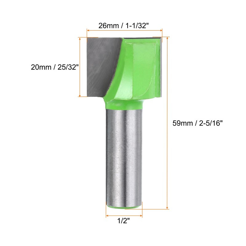 sourcing map Bottom Cleaning Router Bit 1/2" Shank Carbide Tipped