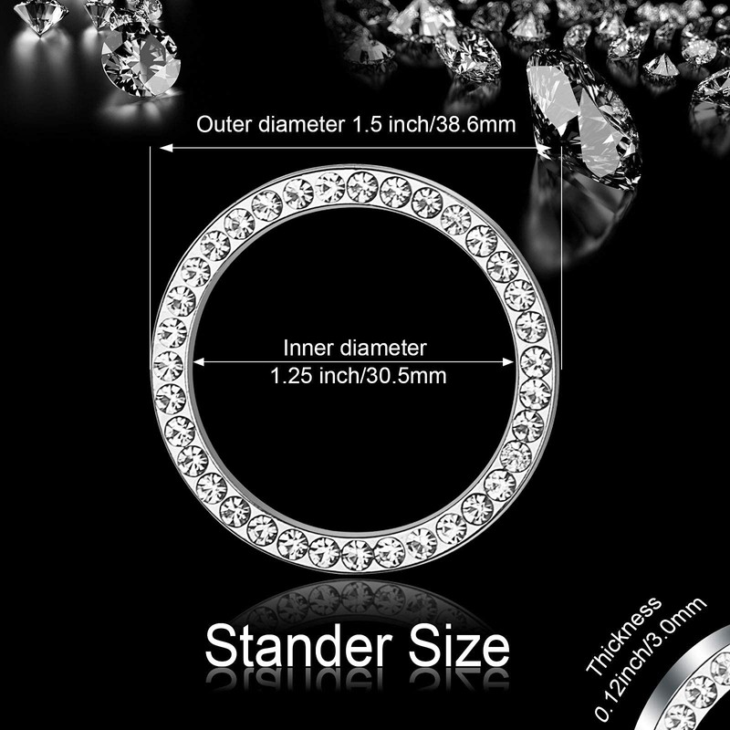 8 Pack Bling Car Crystal Rhinestone Ring Emblem Sticker, Auto