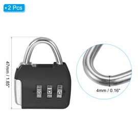 PATIKIL Security Steel Cable with 3 Digit Combination Lock, 2 Set Travel Padlock 6.6Ft Coated Safety Wire Rope Double Loop for Luggage Suitcase, Black