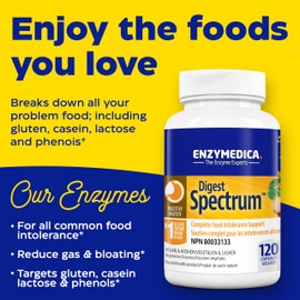 Enzymedica Enzymedica - Digest Spectrum, Multiple Food Intolerance Formula, 120 Capsules