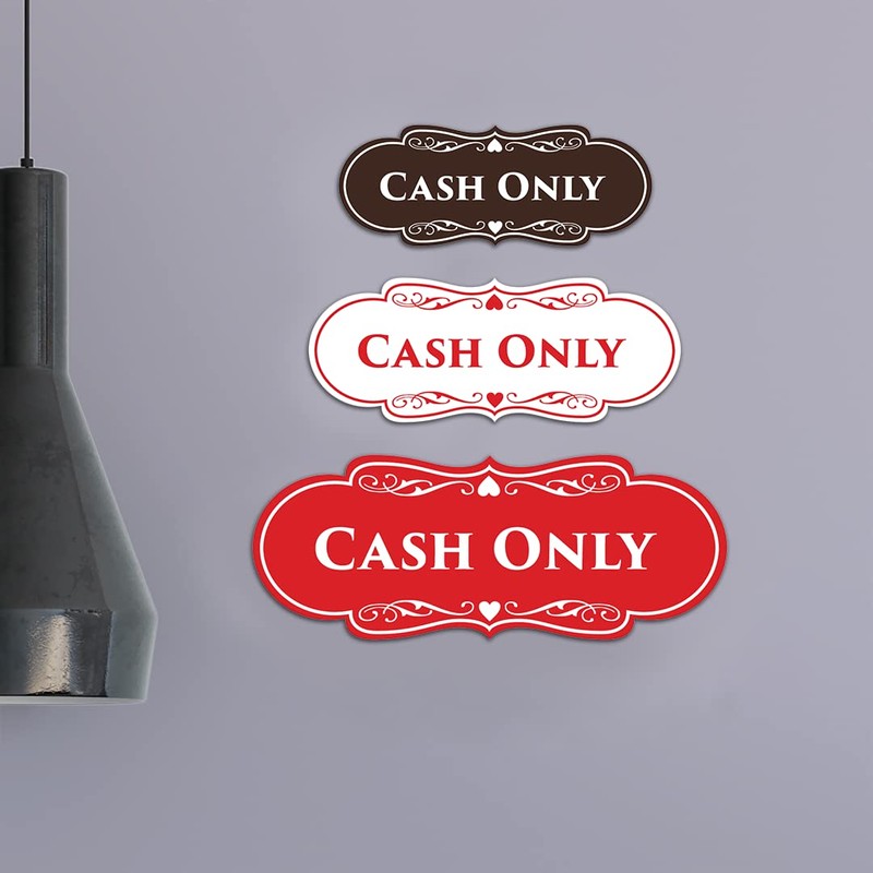Designer Cash Only Sign (Black) - Medium