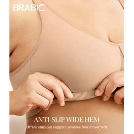 BRABIC Post Surgery Compression Bras for Women, Comfort Mastectomy Bra with Adjustable Straps (Medium, Drak Beige)