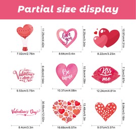 Valentine's Day Window Clings PVC Stickers Valentine Hearts-Shape Window Glass Decal for Valentine's Party Home Wedding Anniversary Decorations Indoor & Outdoor Use Reusable(9 Sheets)