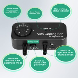 JEREPOND Aquarium Chillers Aquarium Cooling Fan, DC12V Auto Fish Tank Cooling Fan with Adjust knob,Cross-Flow Fan with Broad Airflow (4W)