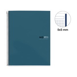 Miquelrius - Notebook A4 (210 x 297 mm), Notebook The Original Colours, 80 Sheets 90 g/m² and 1 Colour Strip, Grid 5 mm, 4-Hole Punch, Hardcover, Ocean Colour